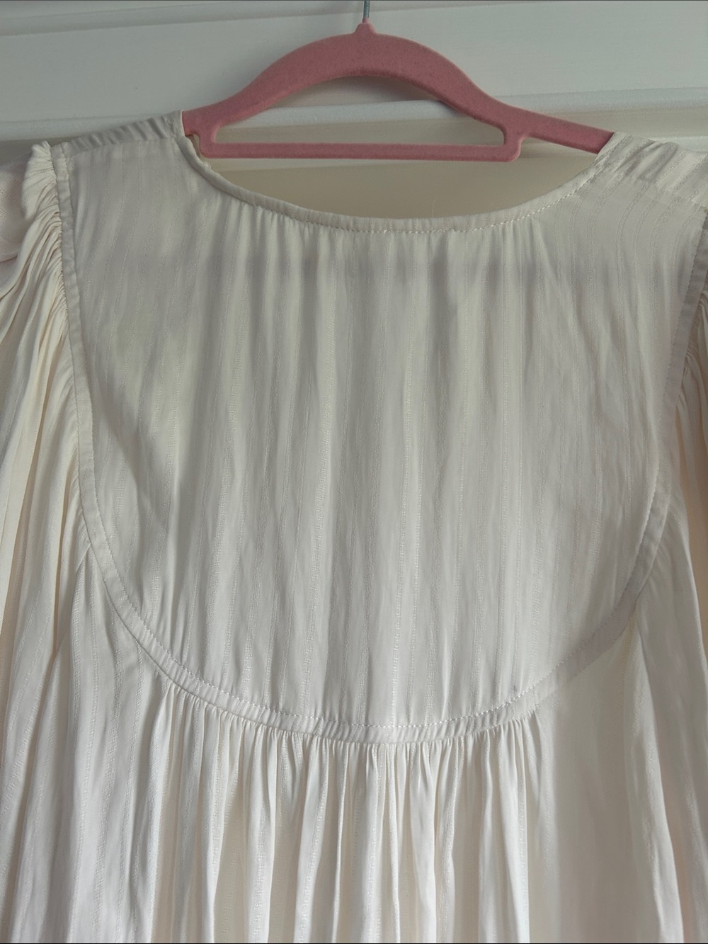 Anthropologie Cream Gauzy Button-Front Peasant Blouse - Picture 9 of 10